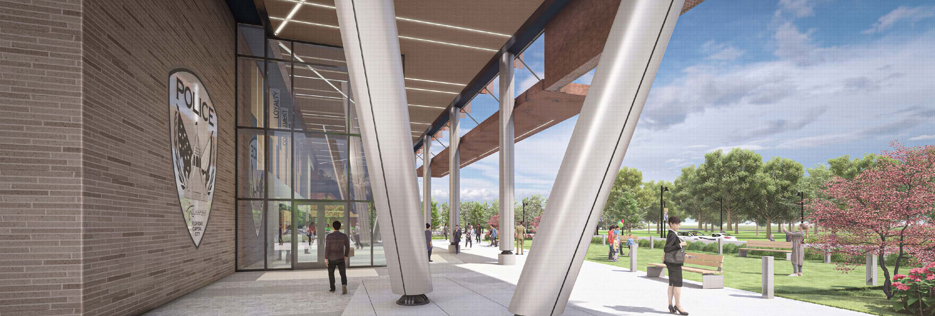 Digital rendering of the exterior facade at the Tallahassee Police Department Station